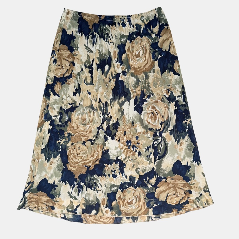 Cottagecore Burke Avenue Floral Rose Midi Skirt A-Line Small Vintage 90s‎ fairy